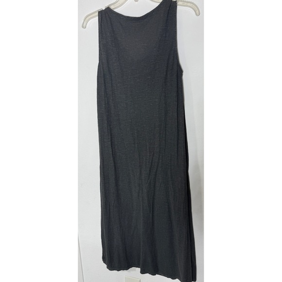 Eileen Fisher Tank Dress Womens SMall Gray Henley Maxi Sleeveless Slit Casual - Picture 2 of 10